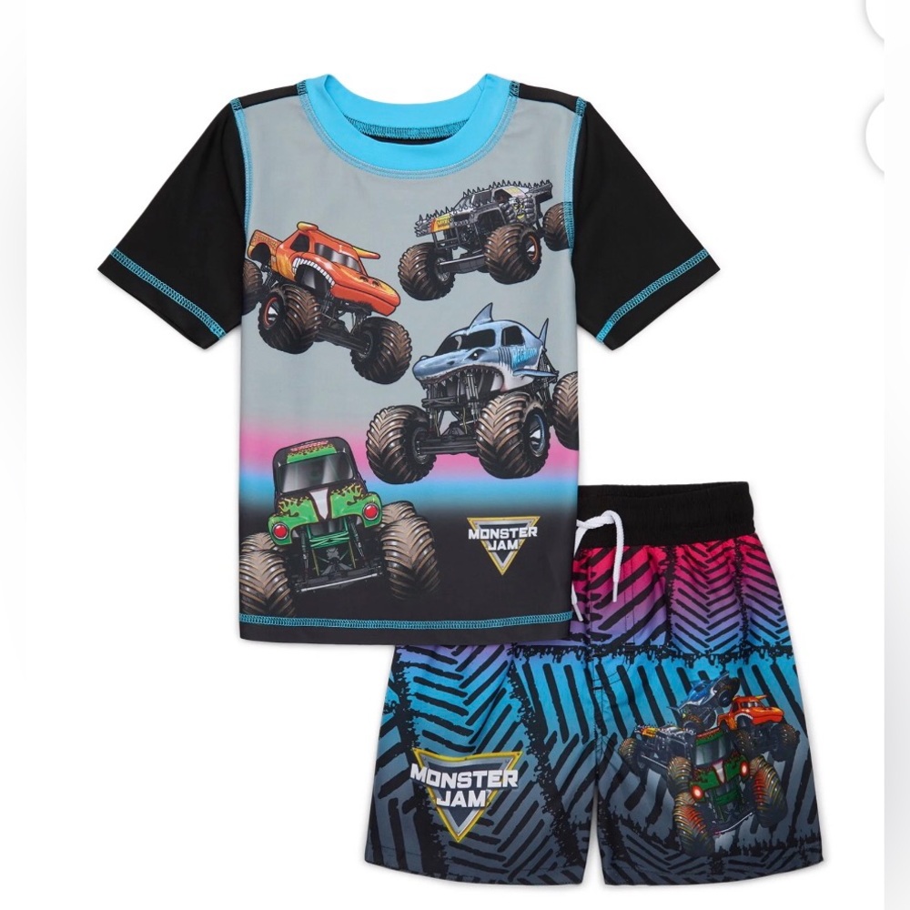 Character Toddler Boy Short Sleeve Rash Guard and Swim Short Set, 2-Pc